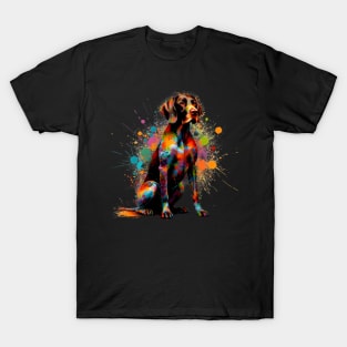 Colorful German Shorthaired Pointer in Splash Paint Style T-Shirt